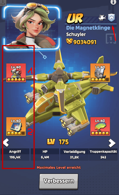 Schuyler Waffe als Erstes auf 4 sterne bringen